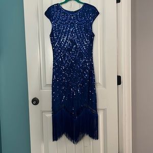 Blue sequin dress